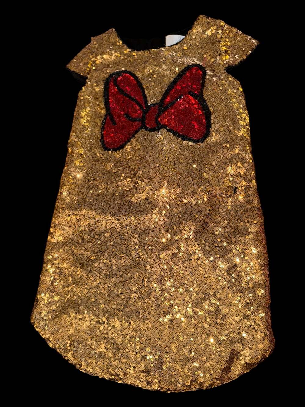 Disney parks exclusive  Minnie Mouse Gold Sequin Dress sz 5/6
